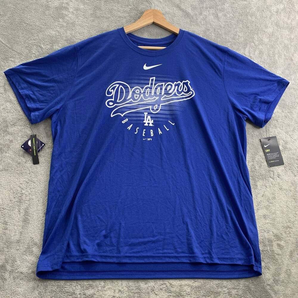 Nike Shirt MensXXL Los Angeles Dodgers LA Baseball Center Swoosh Blue Tee
